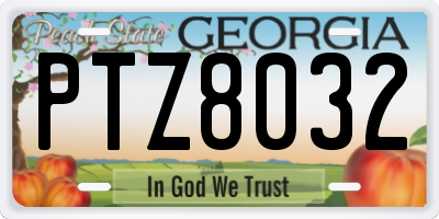 GA license plate PTZ8032