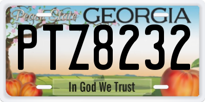 GA license plate PTZ8232
