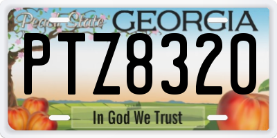 GA license plate PTZ8320