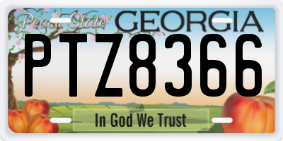 GA license plate PTZ8366