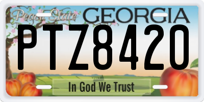 GA license plate PTZ8420