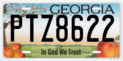GA license plate PTZ8622