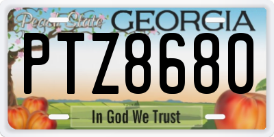 GA license plate PTZ8680