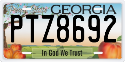 GA license plate PTZ8692