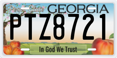 GA license plate PTZ8721