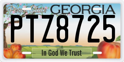 GA license plate PTZ8725