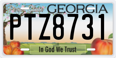 GA license plate PTZ8731