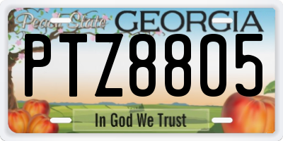 GA license plate PTZ8805