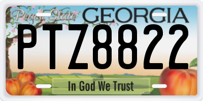 GA license plate PTZ8822