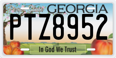 GA license plate PTZ8952