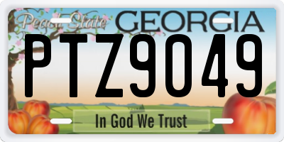 GA license plate PTZ9049