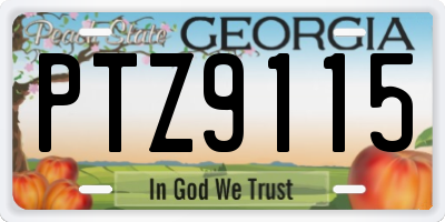 GA license plate PTZ9115