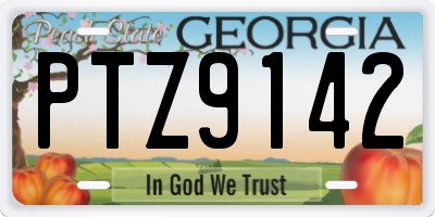 GA license plate PTZ9142