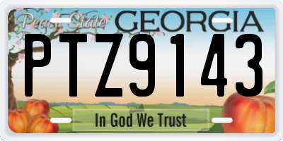 GA license plate PTZ9143