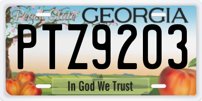GA license plate PTZ9203