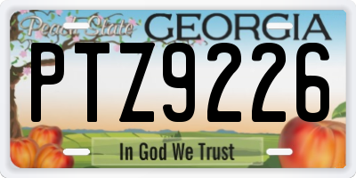GA license plate PTZ9226