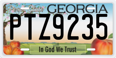 GA license plate PTZ9235