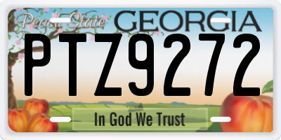 GA license plate PTZ9272