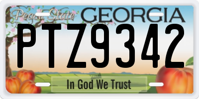 GA license plate PTZ9342