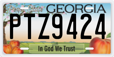 GA license plate PTZ9424