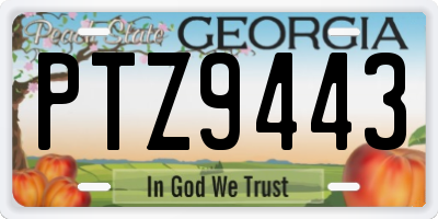 GA license plate PTZ9443
