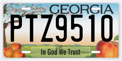 GA license plate PTZ9510