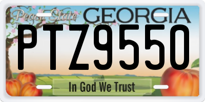 GA license plate PTZ9550