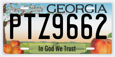 GA license plate PTZ9662