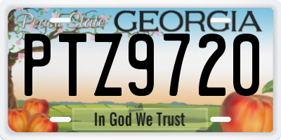 GA license plate PTZ9720