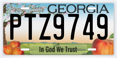 GA license plate PTZ9749