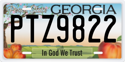 GA license plate PTZ9822