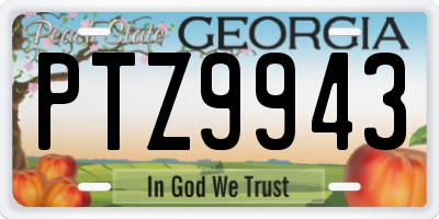 GA license plate PTZ9943