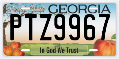 GA license plate PTZ9967