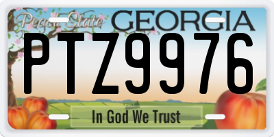 GA license plate PTZ9976