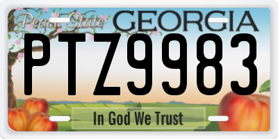 GA license plate PTZ9983