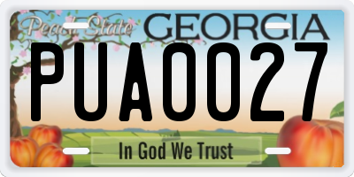 GA license plate PUA0027