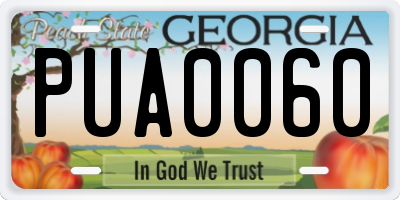 GA license plate PUA0060