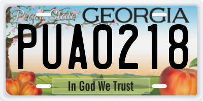 GA license plate PUA0218