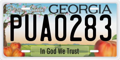 GA license plate PUA0283