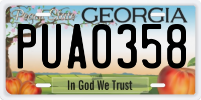 GA license plate PUA0358