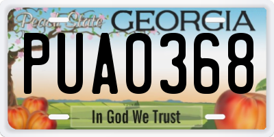 GA license plate PUA0368