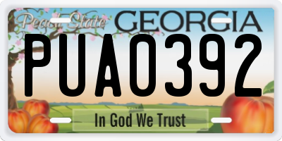 GA license plate PUA0392