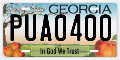 GA license plate PUA0400