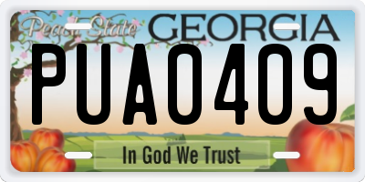 GA license plate PUA0409