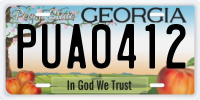 GA license plate PUA0412