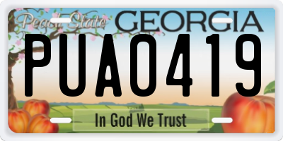 GA license plate PUA0419