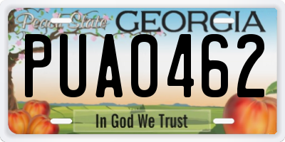 GA license plate PUA0462