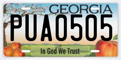 GA license plate PUA0505