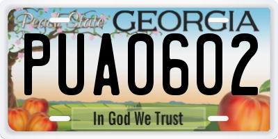 GA license plate PUA0602