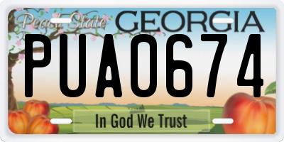 GA license plate PUA0674